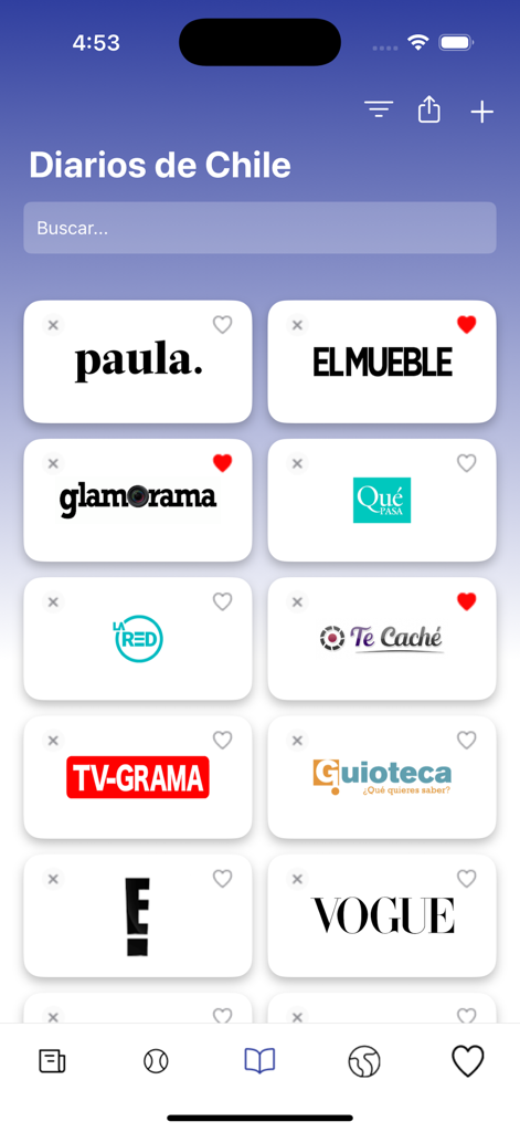 Diarios de Chile - Grid view of magazine logos in the Diarios de Chile news app