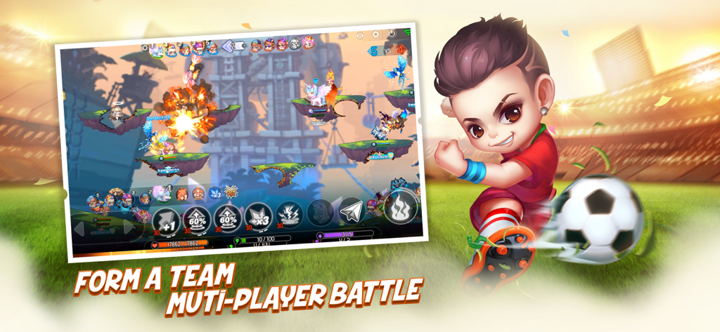 Captura de tela da jogabilidade de batalha de artilharia multijogador do DDTank Mobile com personagens chibi