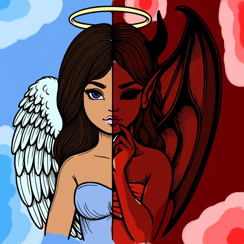 realistic angel half demon