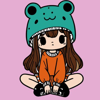 a girl wearing a frog hat and some frog socks