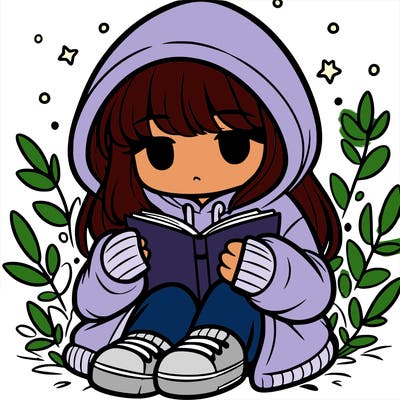 girl in oversized hoodie reading a book
