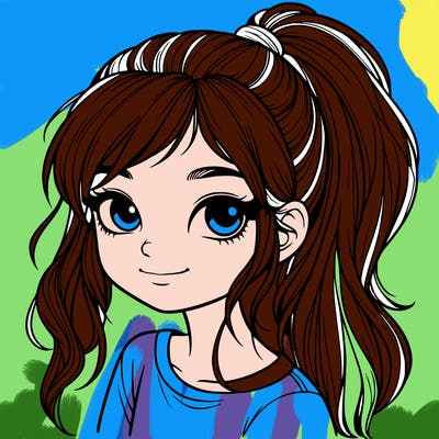 realistic girl with ponytail