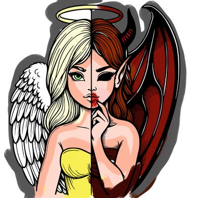 realistic angel half demon