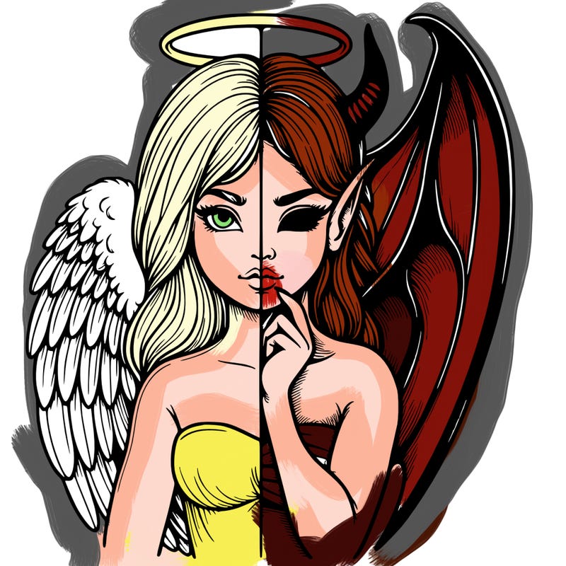 realistic angel half demon