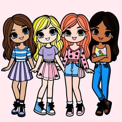 friend group of four girls