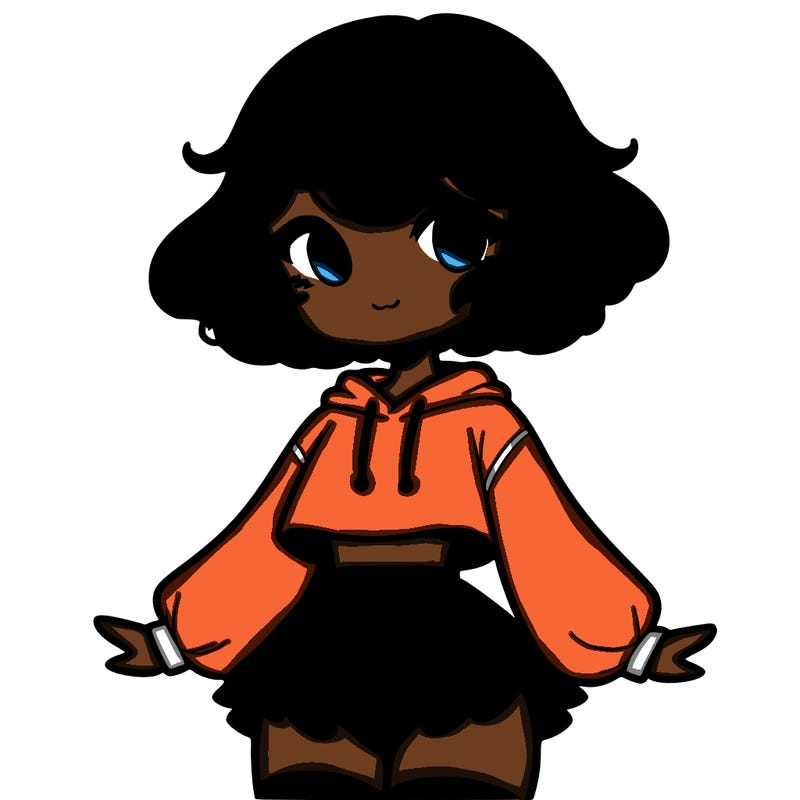 cute femboy with short, fluffy hair that softly frames their face, wearing a cropped hoodie, paired with a flouncy short skirt, and thigh-high stockings