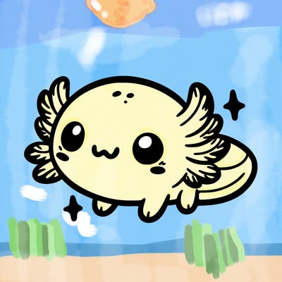 cute easy baby axolotl