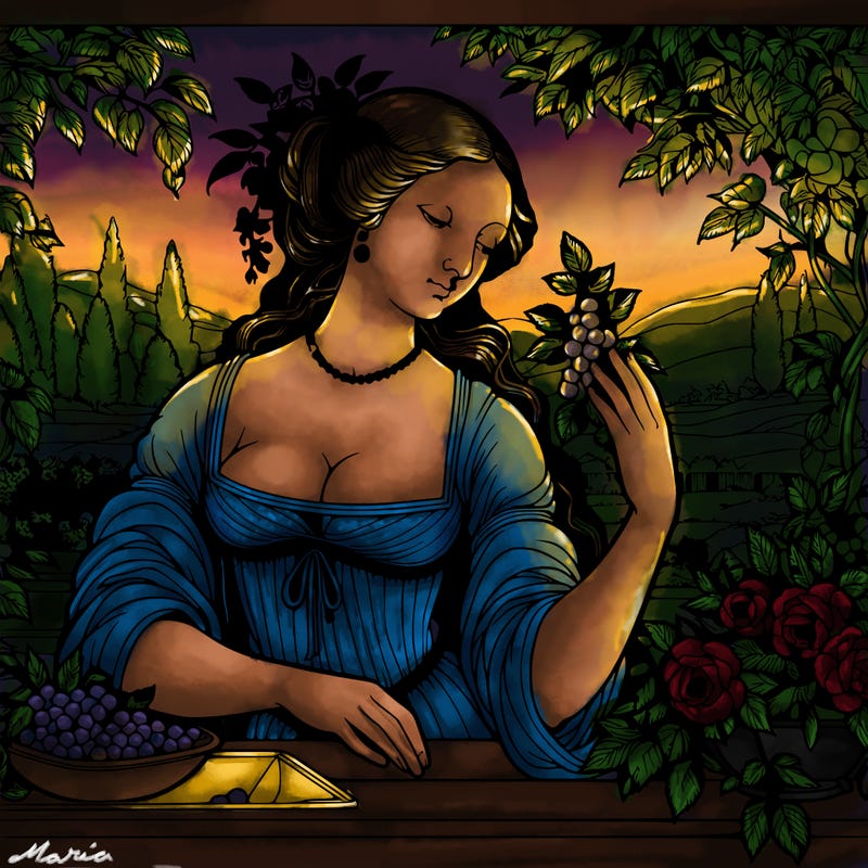 renaissance style realistic beautiful woman in a garden