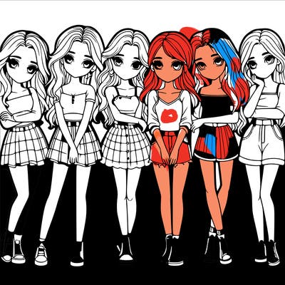 a group of girls realistic