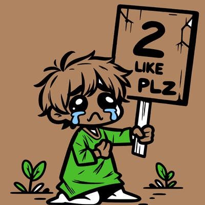 small poor toddler crying with sign that says 2 like plz