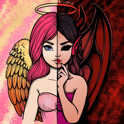 realistic angel half demon