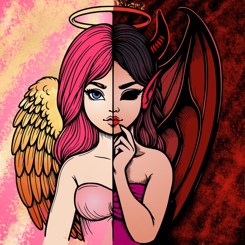 realistic angel half demon