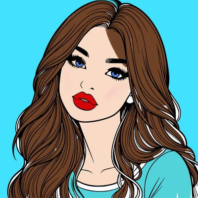 realistic girl with hair on her hair and lips