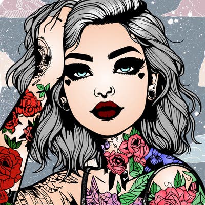 realistic girl with tattoos all over