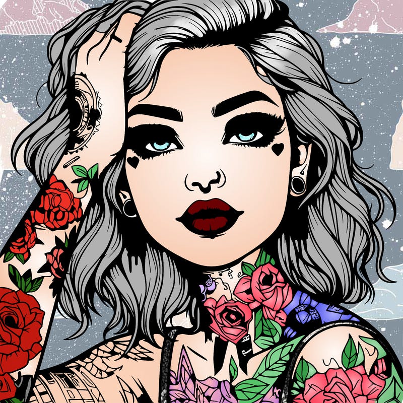 realistic girl with tattoos all over