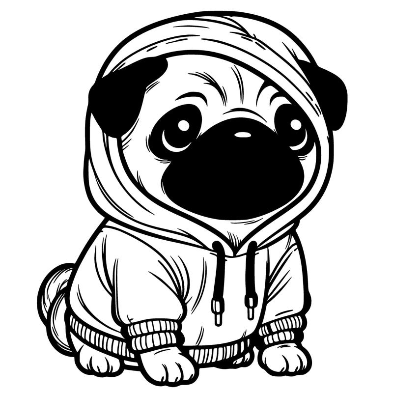 pug in hoodie