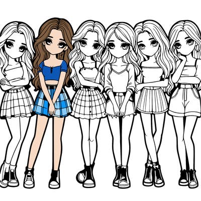 a group of girls realistic