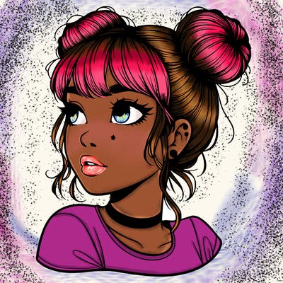 realistic girl with spacebuns