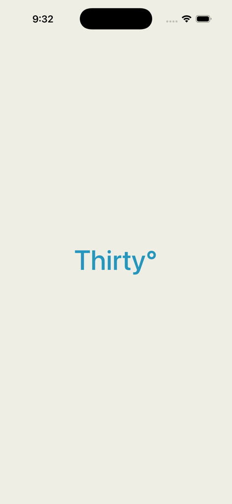 30thirty - Minimalist splash screen of the 30thirty manifestation app