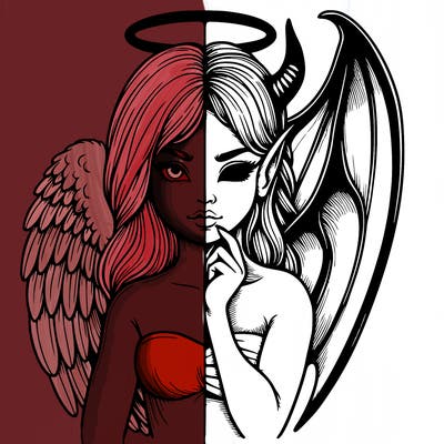 realistic angel half demon