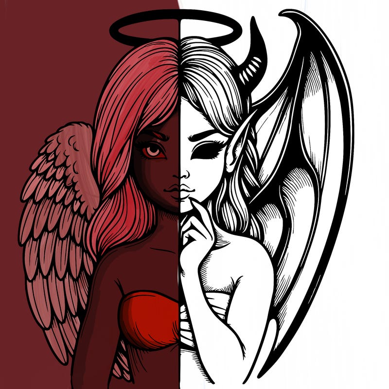 realistic angel half demon