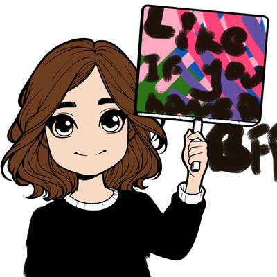 realistic girl holding up a sign