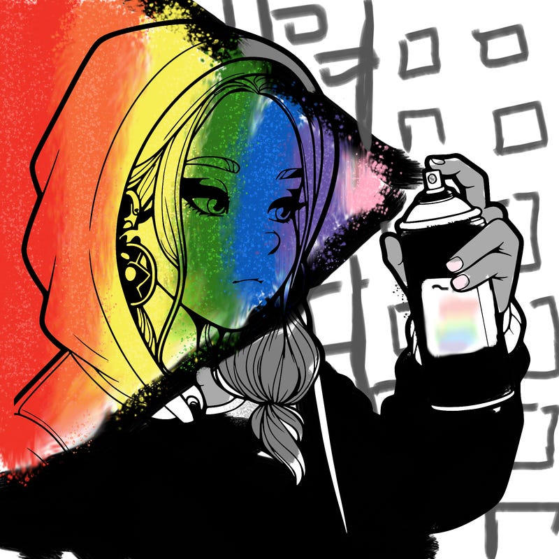 a realistic girl, spray painting