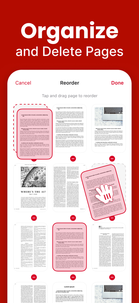 PDF Editor - Fill, Edit & Sign - PDF editor interface to organize and delete document pages