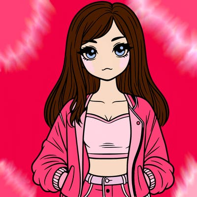 girl with long hair a crop top and a jacket