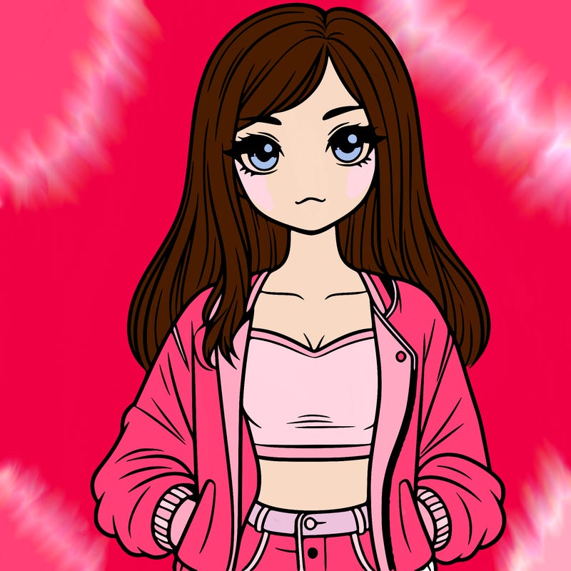 girl with long hair a crop top and a jacket