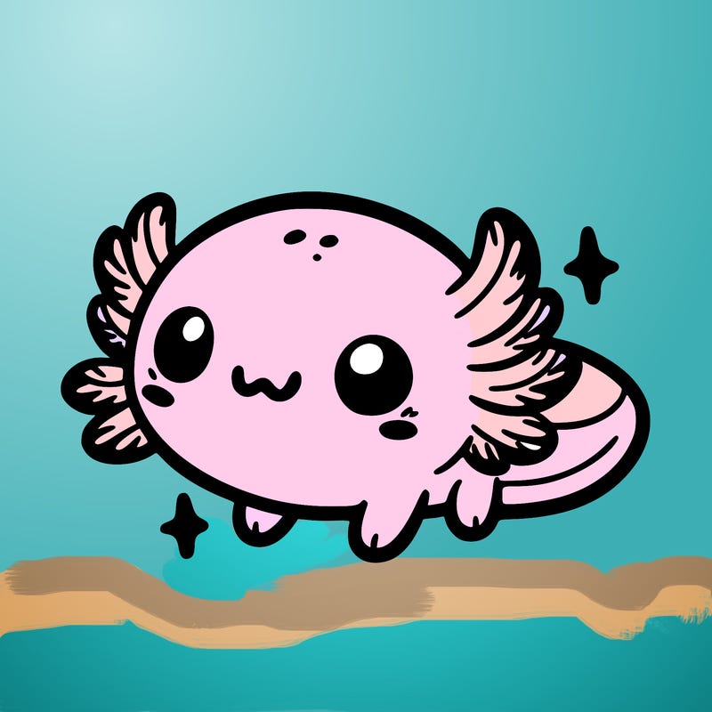 cute easy baby axolotl