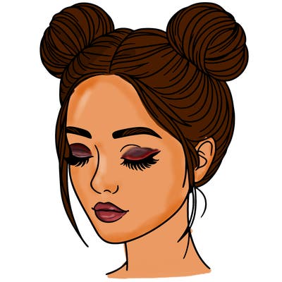 woman with hair buns