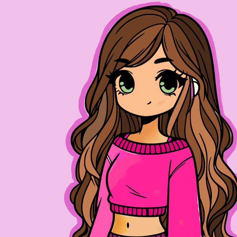 girl with long hair and a crop top with a sweater