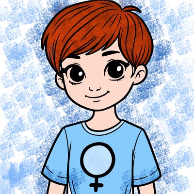 girl with pixie cut and feminist shirt