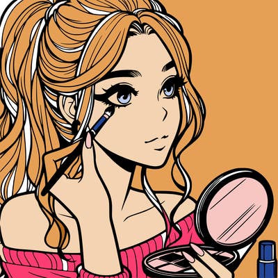 a realistic girl doing her makeup