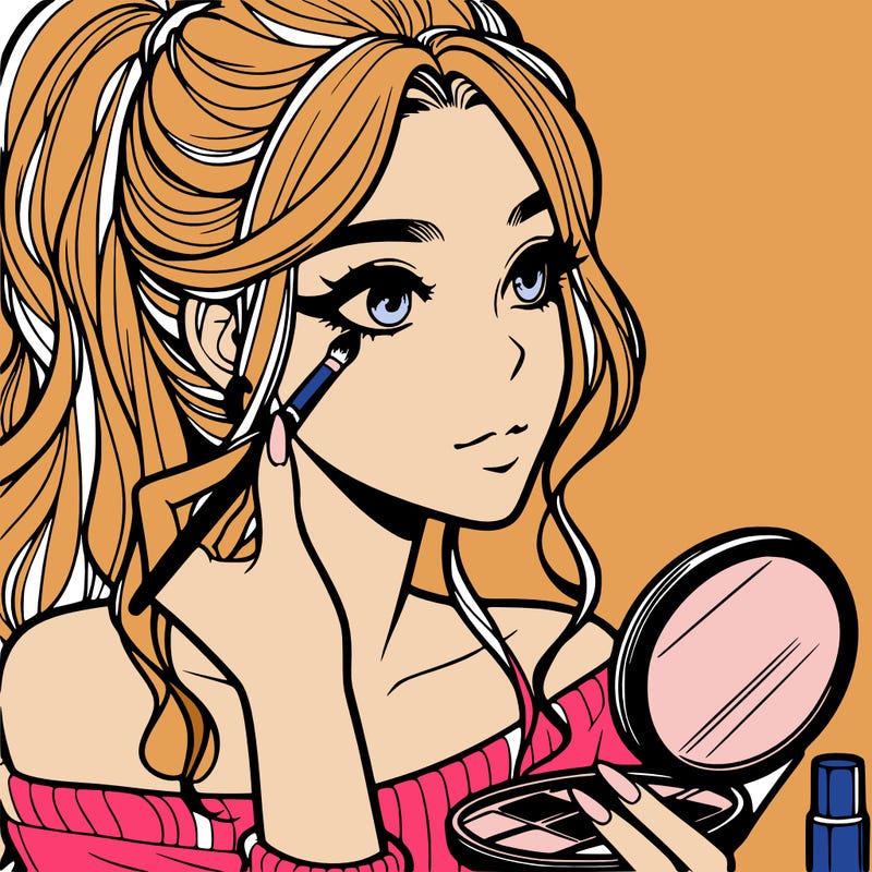 a realistic girl doing her makeup