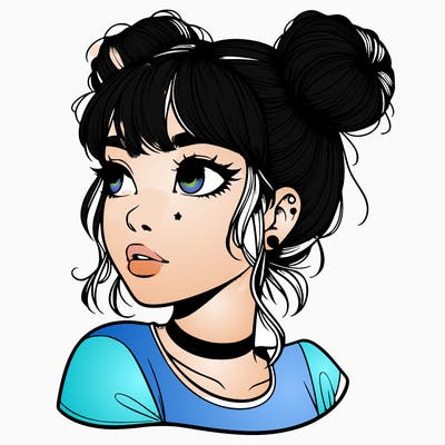 realistic girl with spacebuns