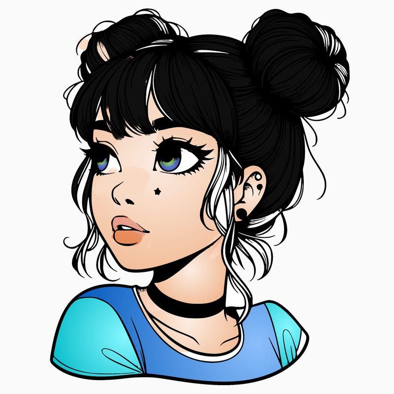 realistic girl with spacebuns