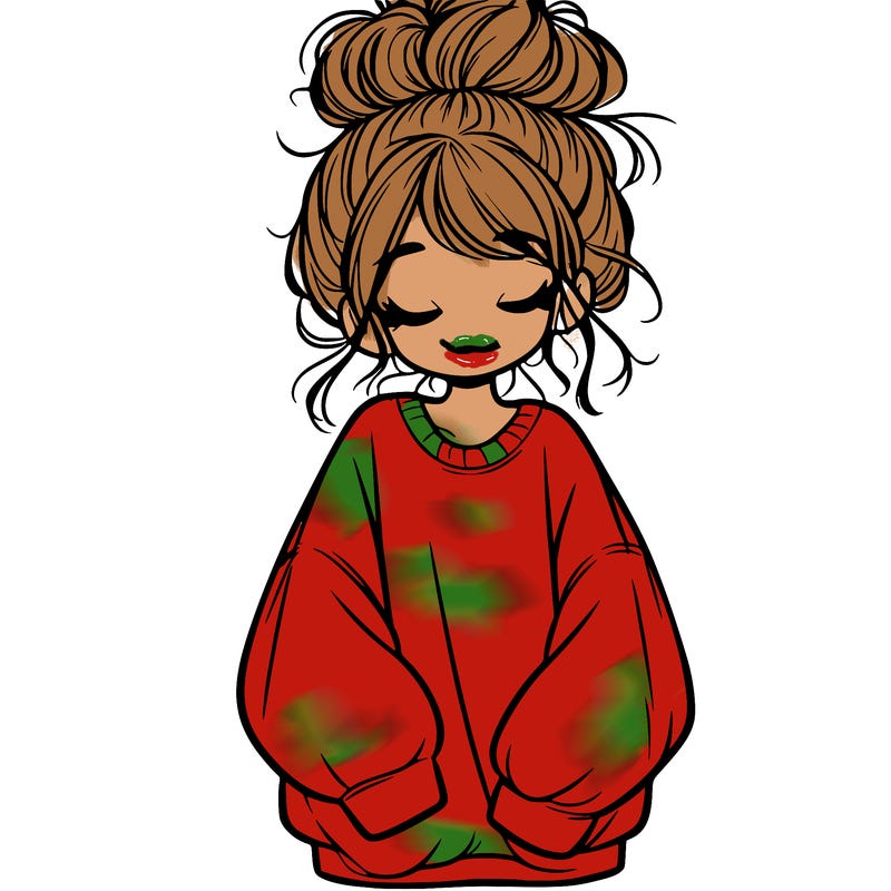 girl with baggy sweatshirt and messy bun