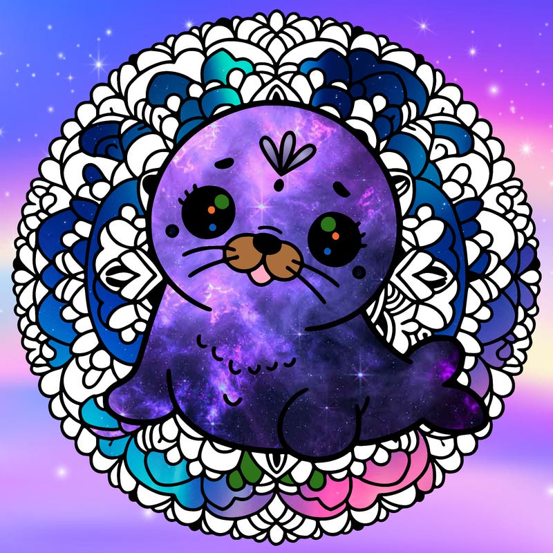 a cute baby seal mandala