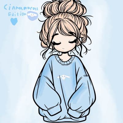 girl with baggy sweatshirt and messy bun