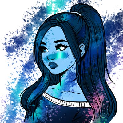 realistic girl with a high ponytail