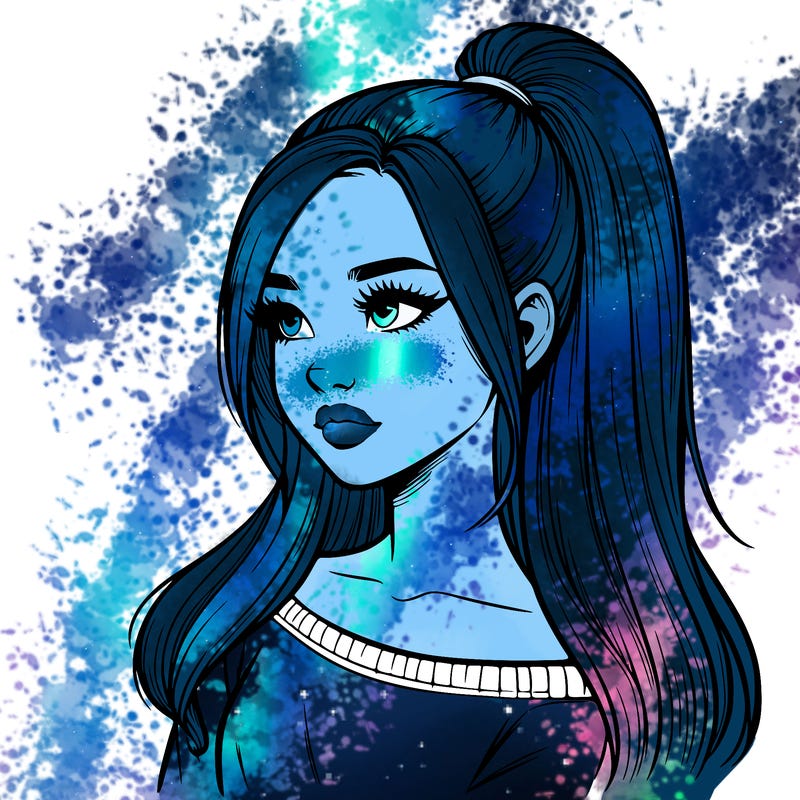 realistic girl with a high ponytail