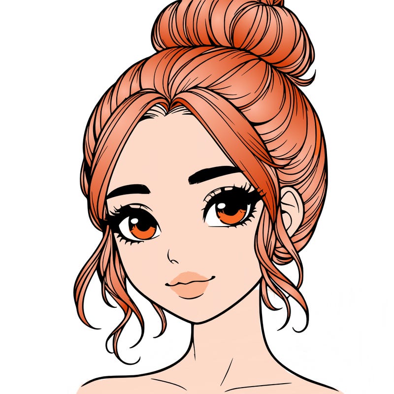 realistic pretty girl with hair in bun