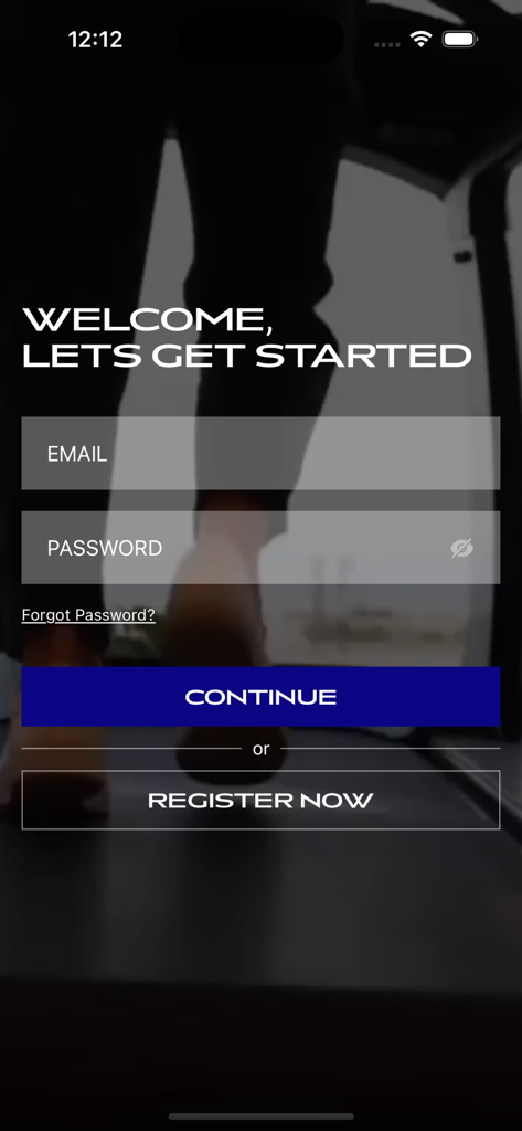 Mercury Club Beirut - Écran de connexion et d'inscription de l'application mobile Mercury Club Beirut