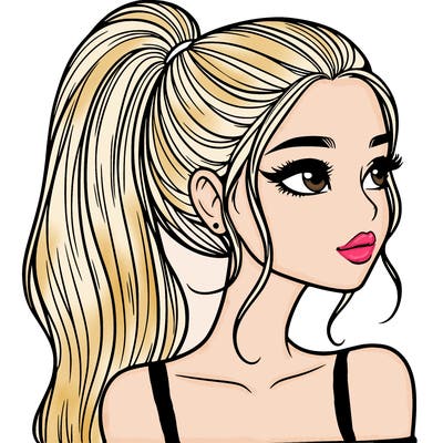 a beautiful and realistic girl with a high pony tail