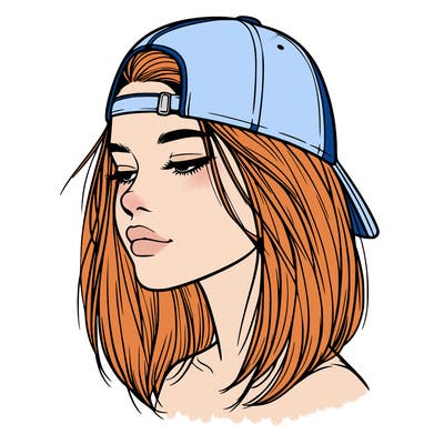 realistic  girl with a backwards hat