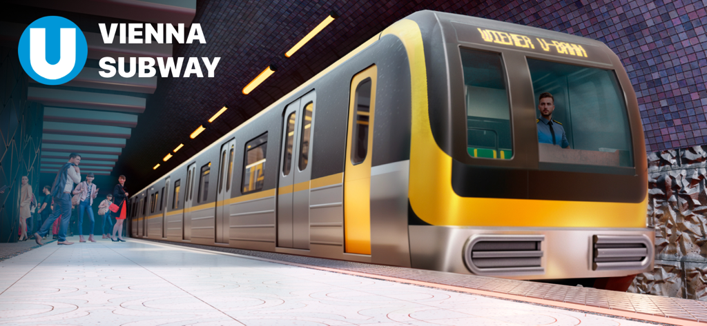 Un moderno tren de metro amarillo y plateado llegando a la plataforma de una estación en Viena
