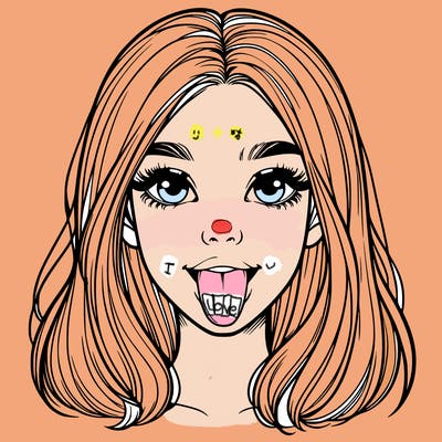 realistic girl with her tongue out