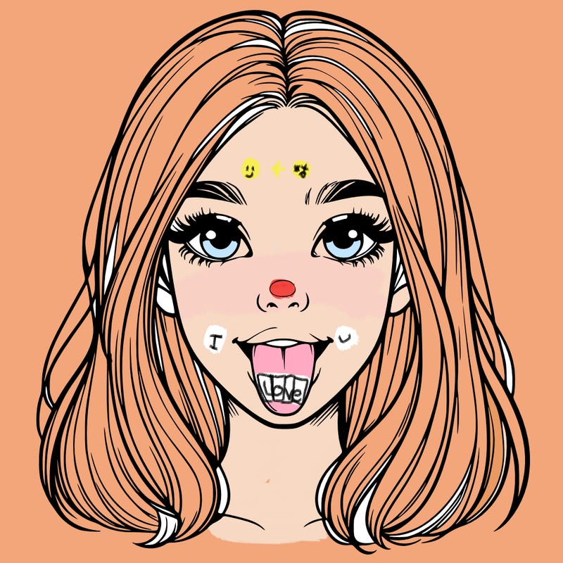 realistic girl with her tongue out